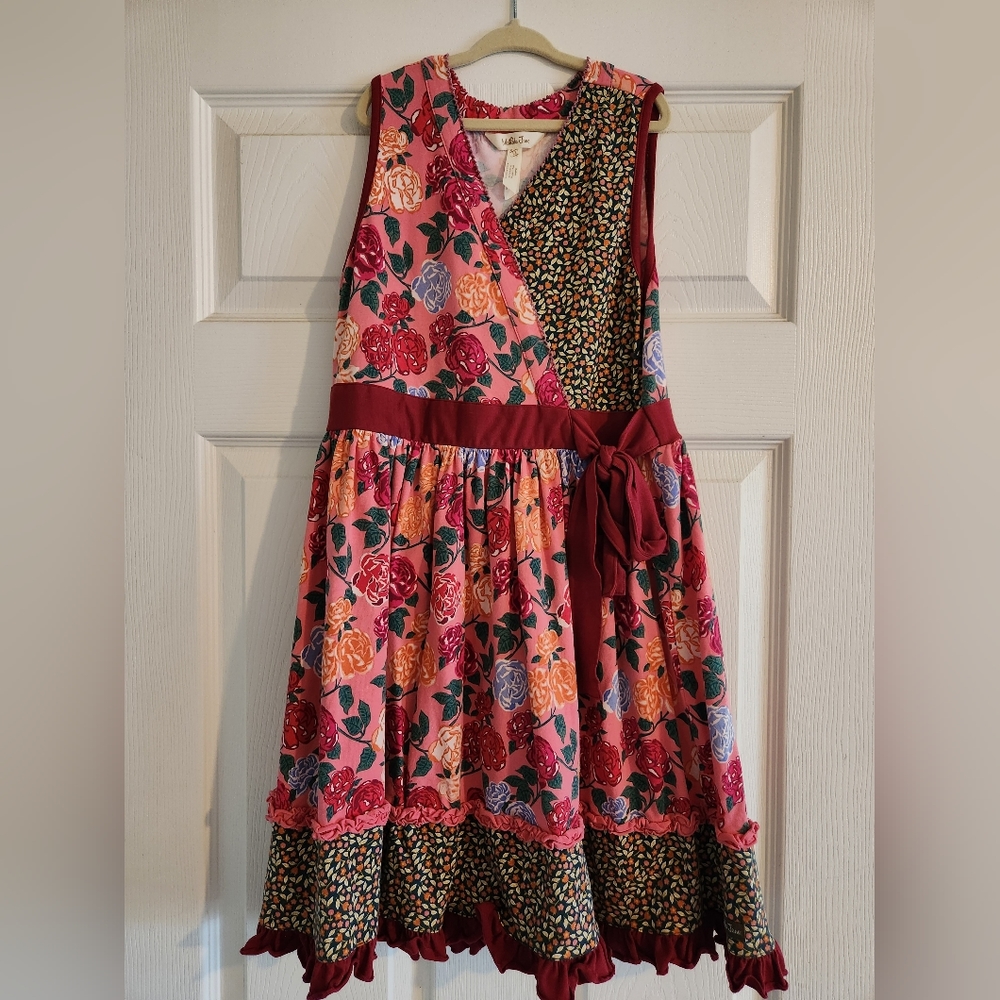 Girls maroon floral Matilda Jane dress, size 12